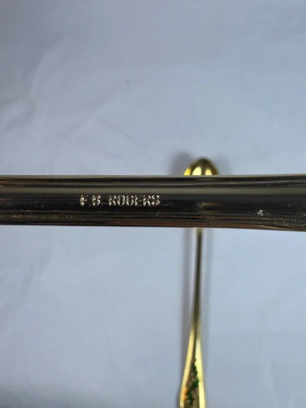 Vintage Gold Tone Salad Serving Set F.B. Rogers Italy Spoon Fork Holly Christmas